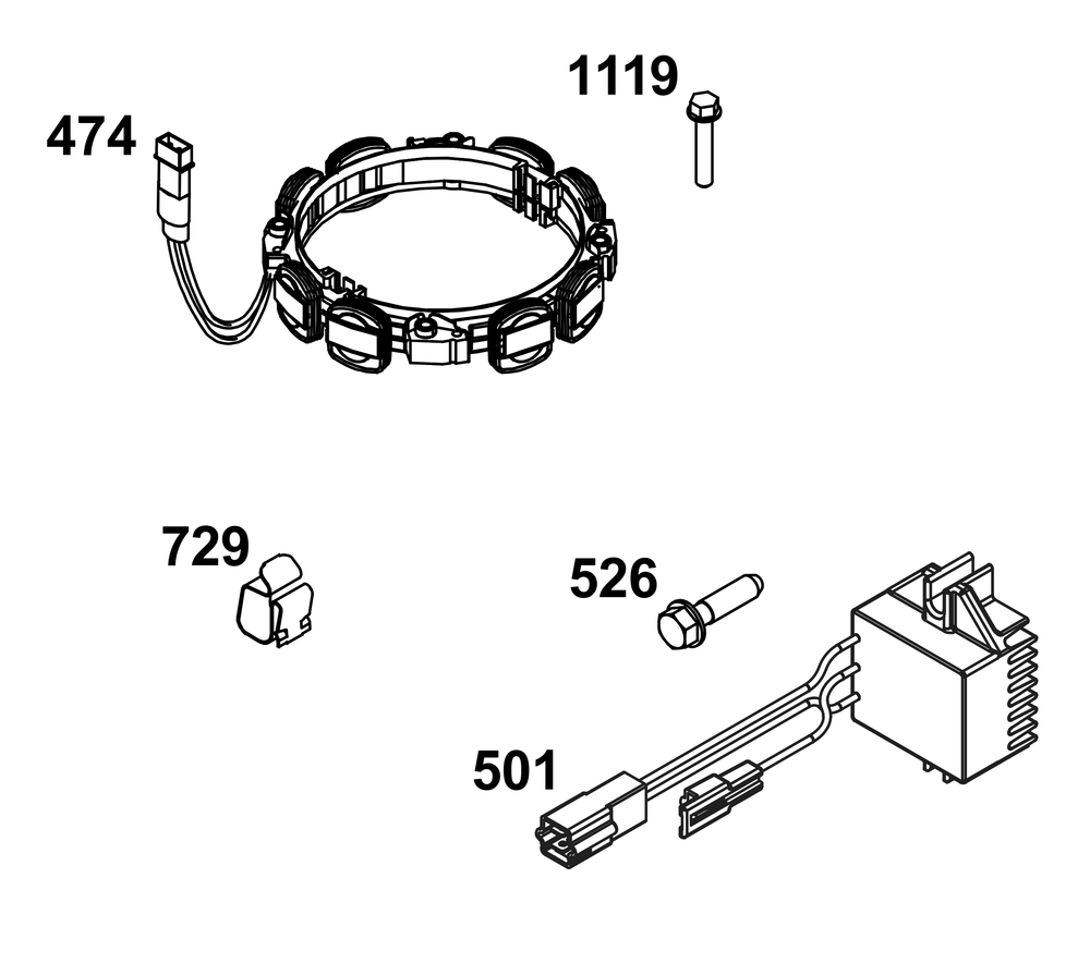 Alternator Group Diagram and Parts List for 49X977-0003-G1 400000 - 699999 Briggs and Stratton Engine
